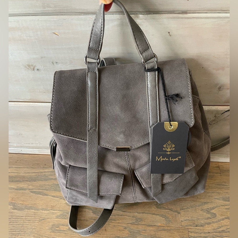 MODA LUXE Charlie vegan leather backpack purse NEW with tags Great Gift Gray